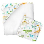 Stephen Joseph Hooded Towel with Washcloth -Dino