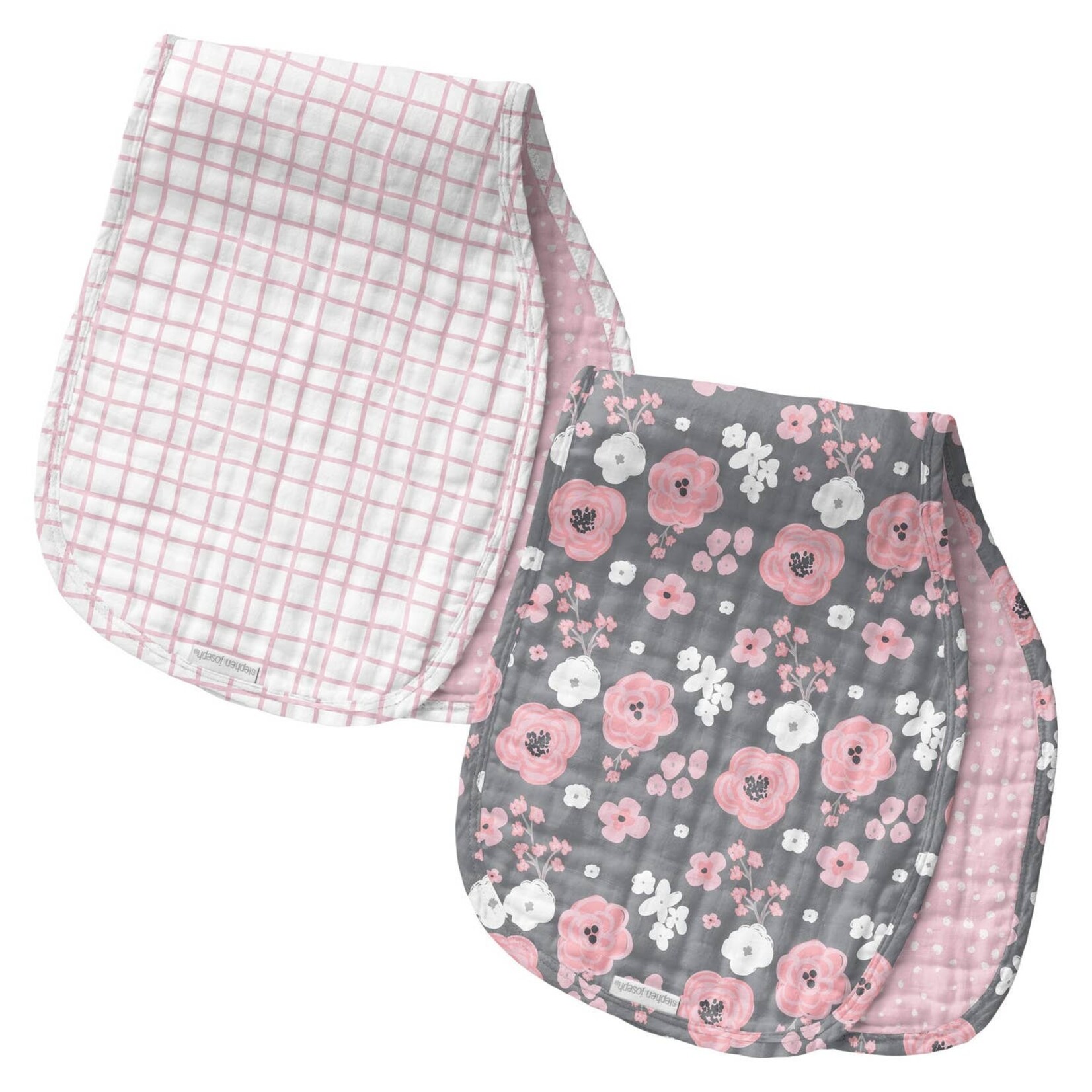 Stephen Joseph Stephen Joseph Burp Cloth Set | Charcoal Flower