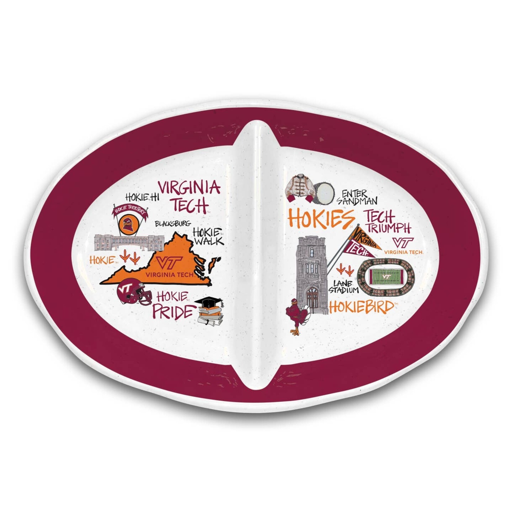 Mag Lane Magnolia Lane-Virginia Tech  2 Section Platter
