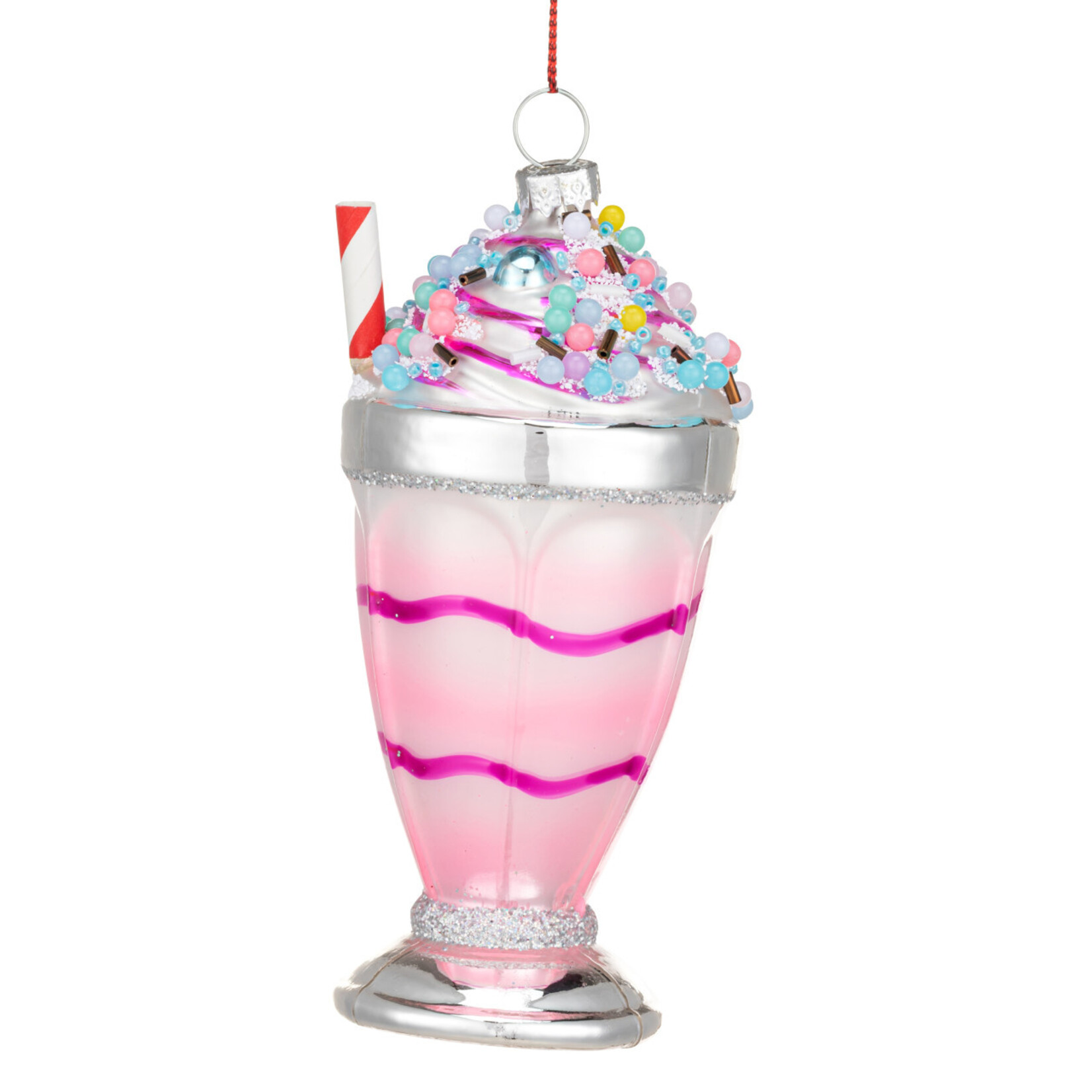 Demdaco Demdaco-Pink Milkshake Glitter Ornament