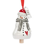 Demdaco Joy Snowman Red Heart Mini Bell Ornament