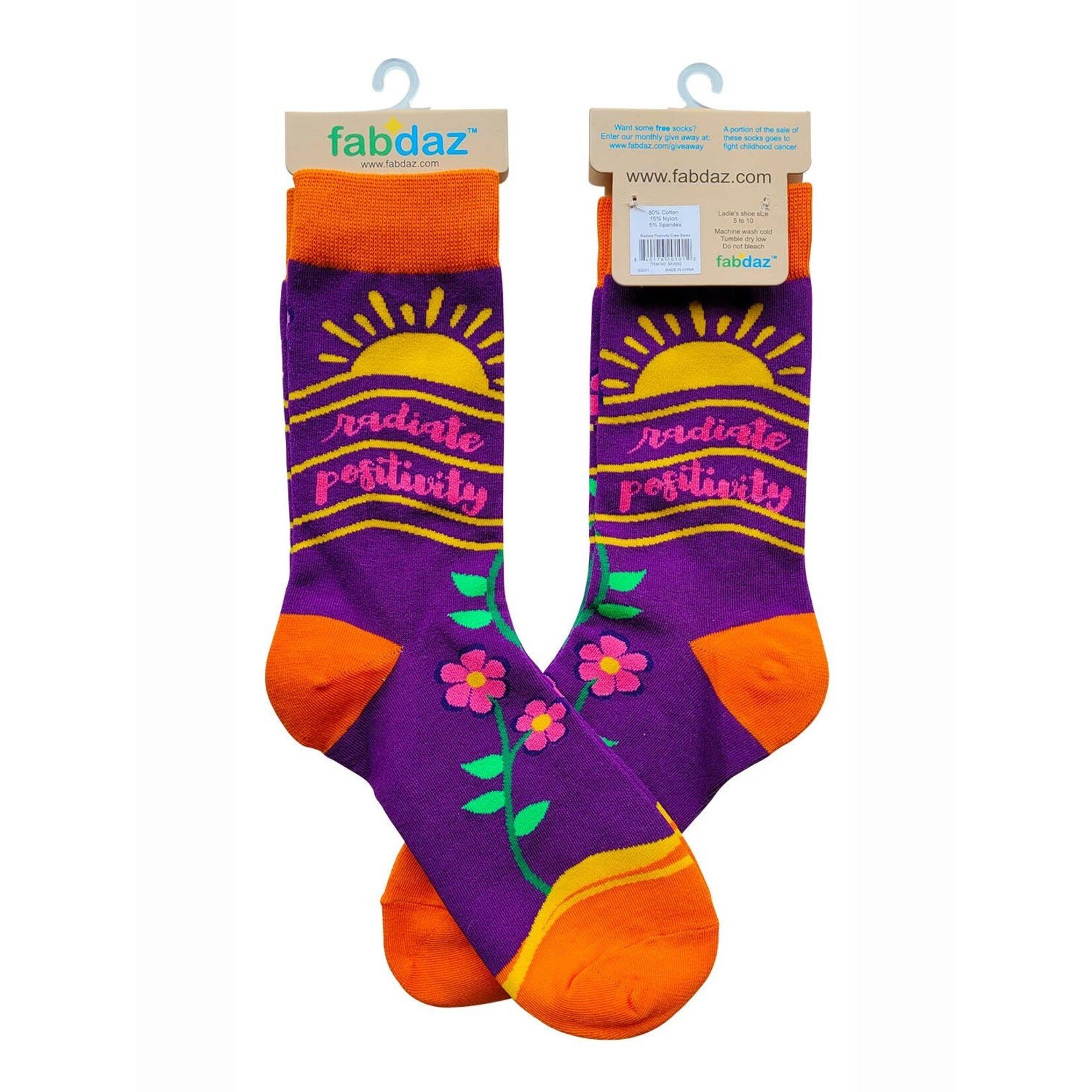 Fabdaz Fabdaz-Radiate Positivity Ladies' Novelty Crew Socks