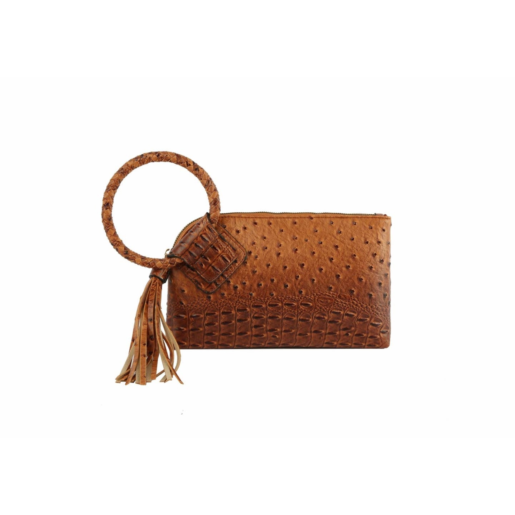 Handbag Factory Corp Handbag Factory Corp-Tassel  Clutch Cognac