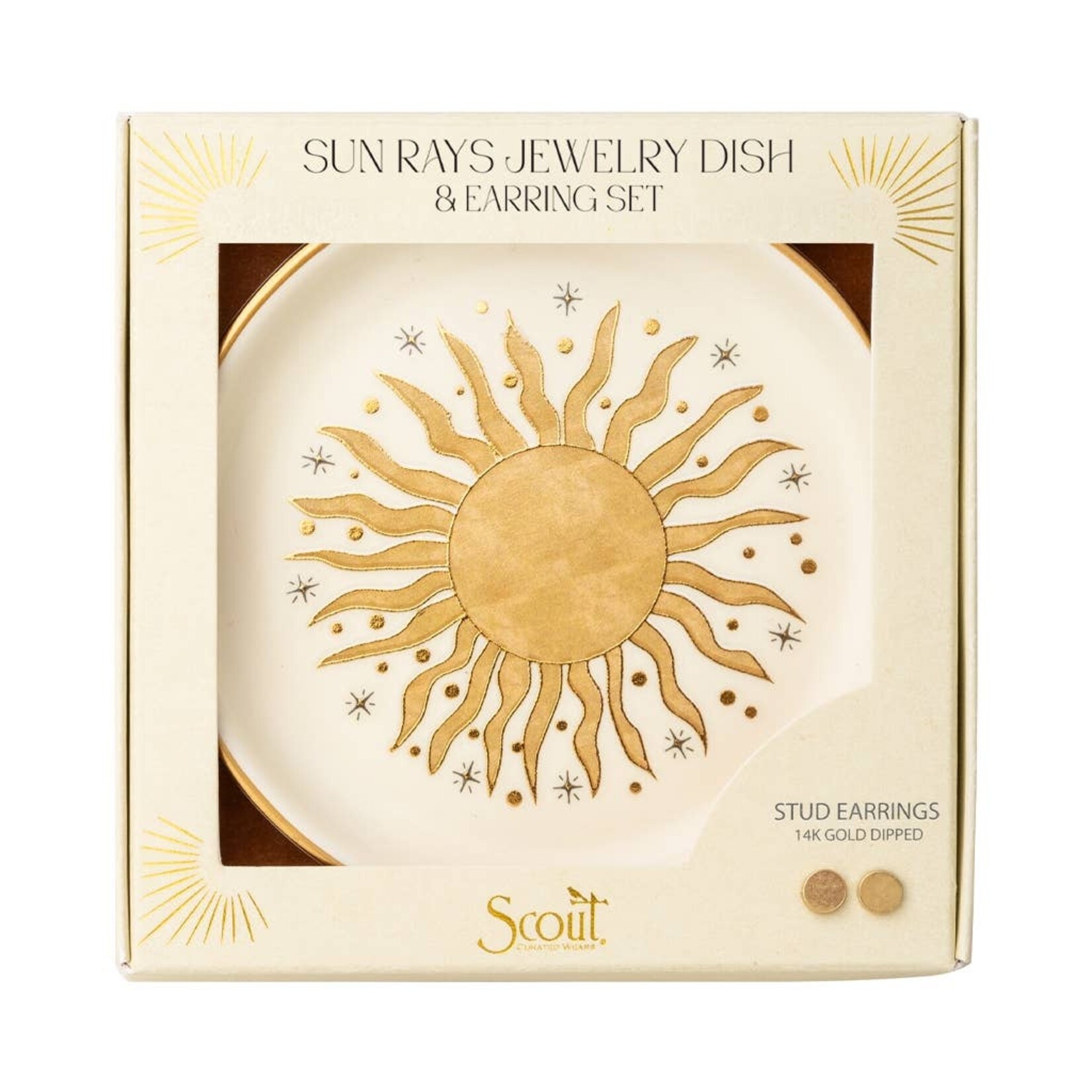 Scout Curated Wears SCW-Jewelry Dish & Stud Earring Set - Sun Rays/Cream
