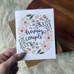 Big Moods "To the Happy Couple" Pink Florals Cursive Text Wedding Card