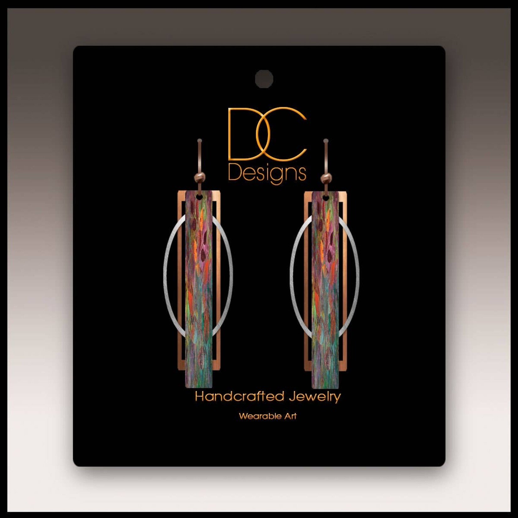 DC Designs DC Designs- Orange Green Geometric Earrings-1CS3