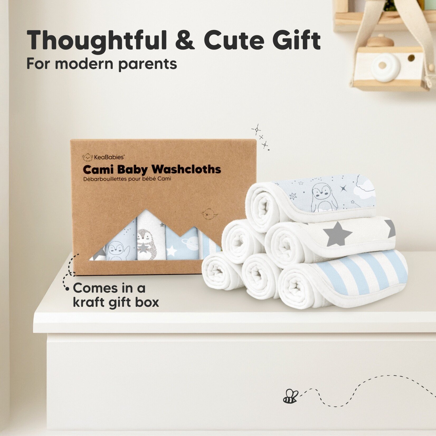 Kea Babies Kea Babies-6 pack Organic  Washcloths Constellation