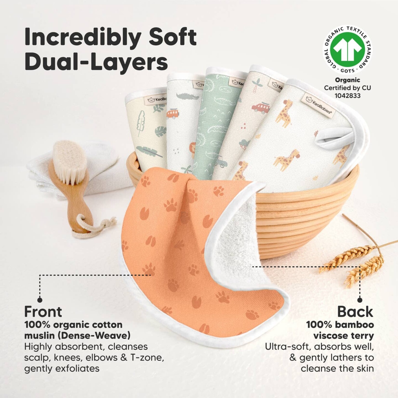 Kea Babies-6-Pack Organic Cami Baby Washcloths