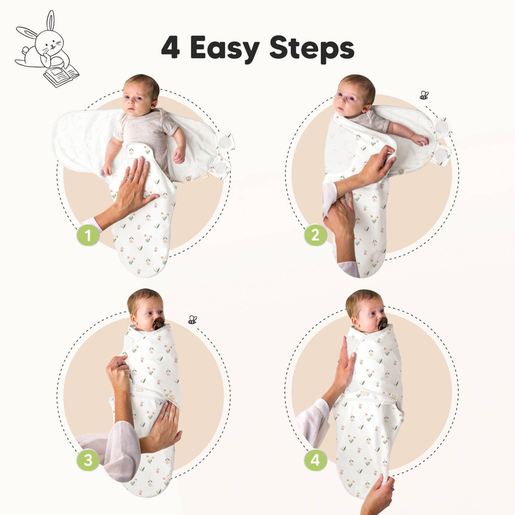 Kea Babies Kea Babies-3-Pack Soothe Baby Swaddles 0-3 Months with Knot Hat