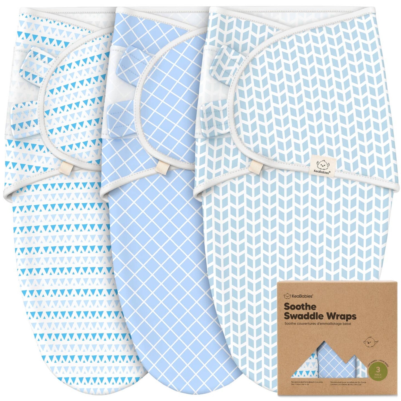 Kea Babies Kea Babies-3pk Soothe Baby Swaddles 0-3 Months, Sleep Sack For Newborns
