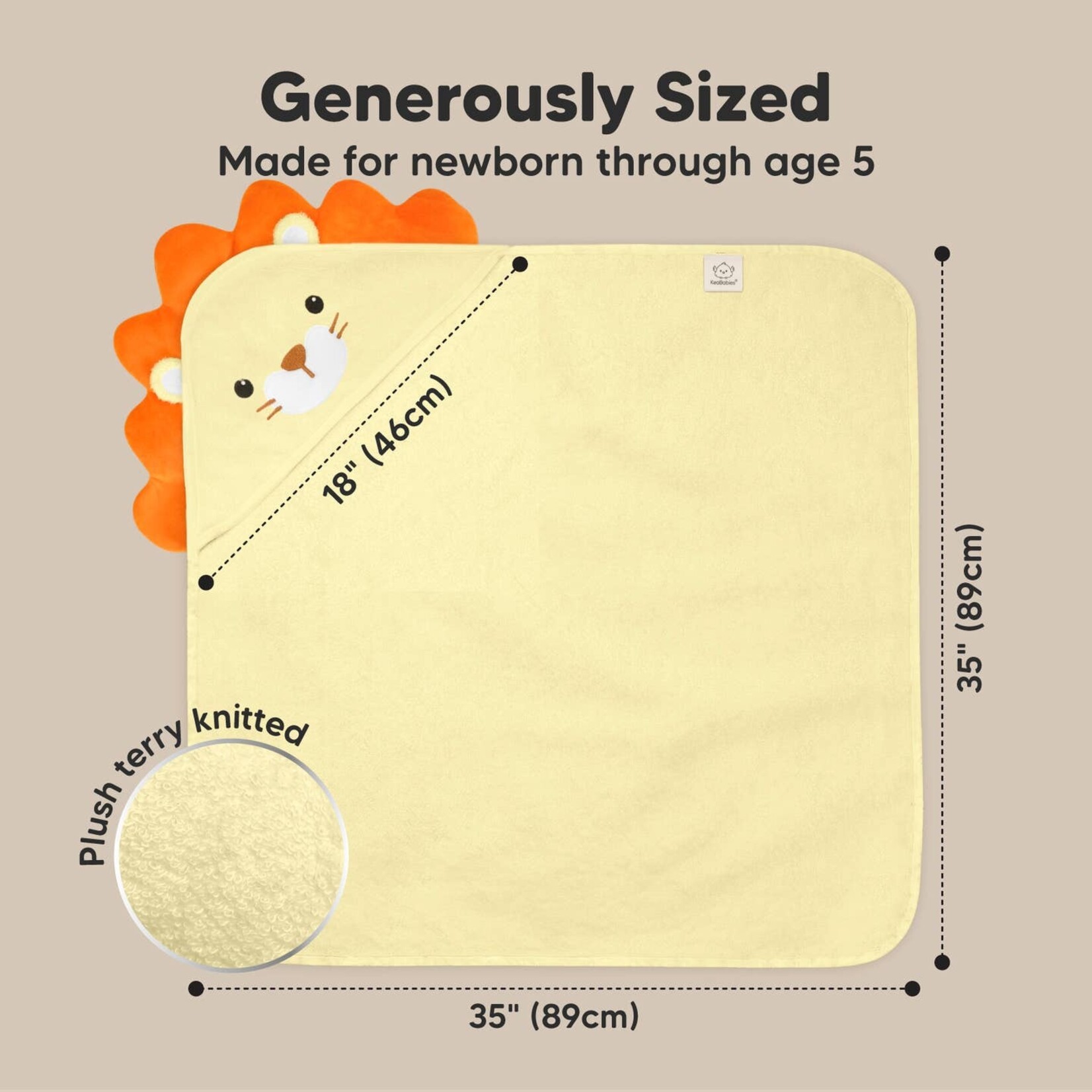 Kea Babies KeaBabies Cuddle Baby Hooded Towel Lion