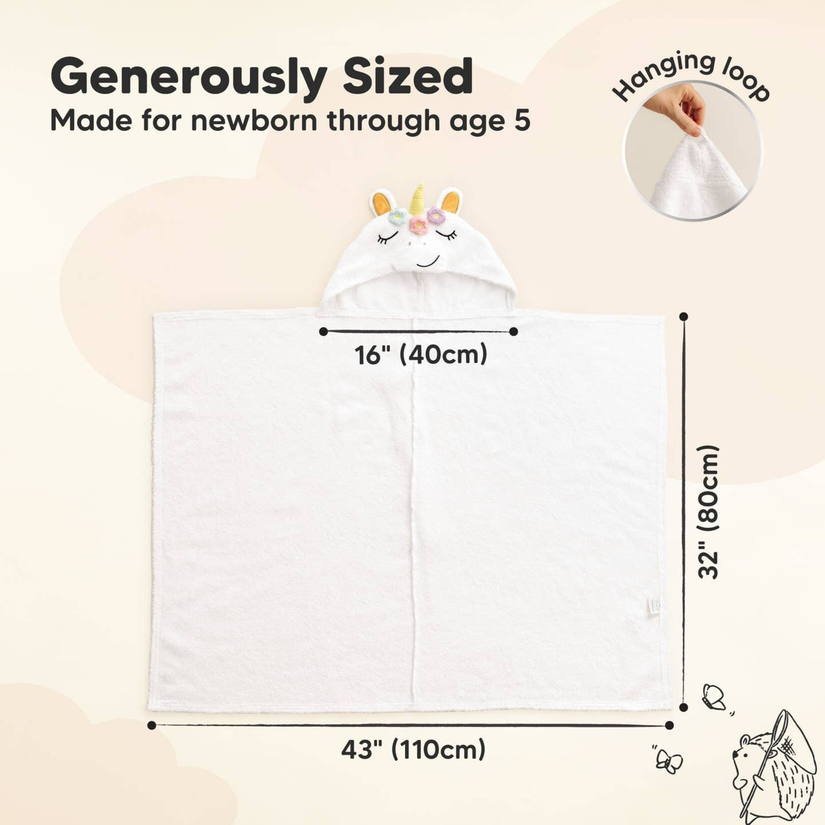 Kea Babies Kea Babies Unicorn Hooded Baby Bath Towel
