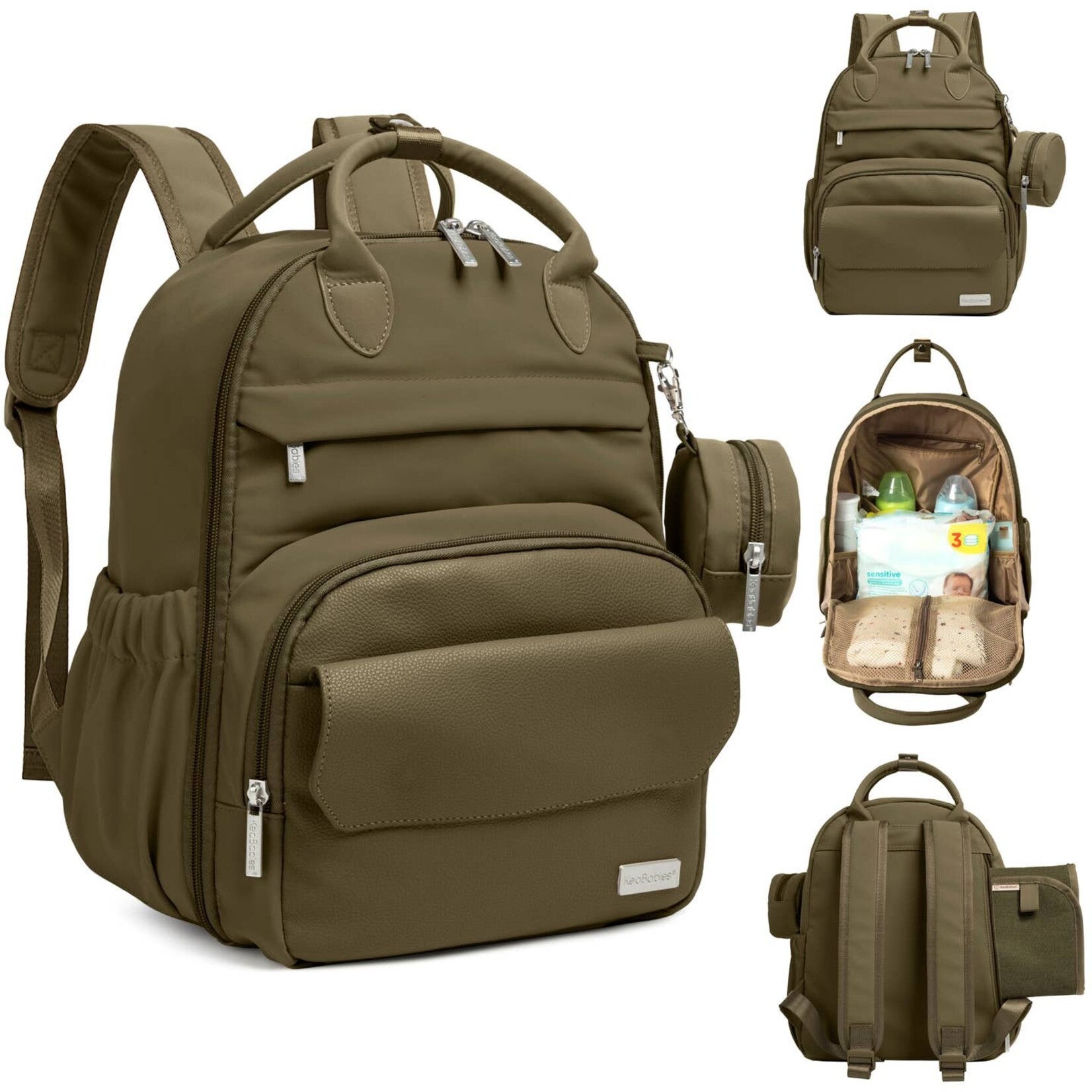 Kea Babies Kea Babies Play Diaper Bag Backpack, Baby Bag with Changing Pad-Dark Olive