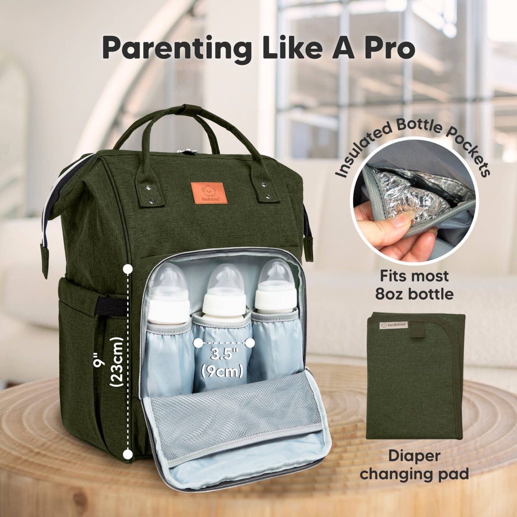 Kea Babies Kea Babies-Diaper Backpack Olive