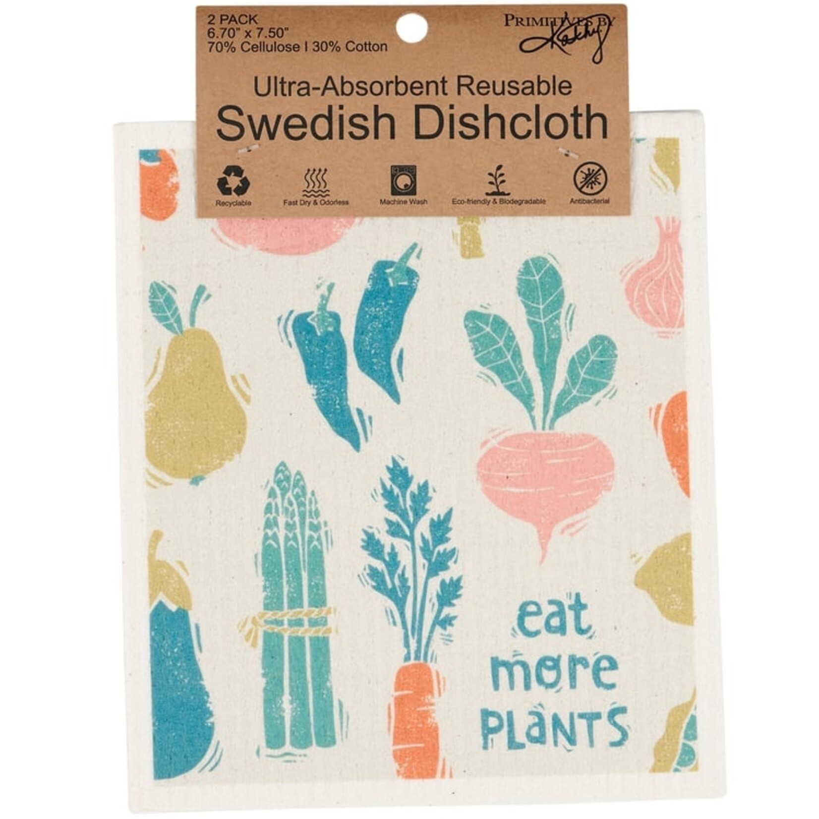 Primitives by Kathy Primitives by Kathy-Eat More Plants Swedish Dishcloth Set
