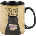 Primitives by Kathy Good Days Start With Coffee And A Cat Mug