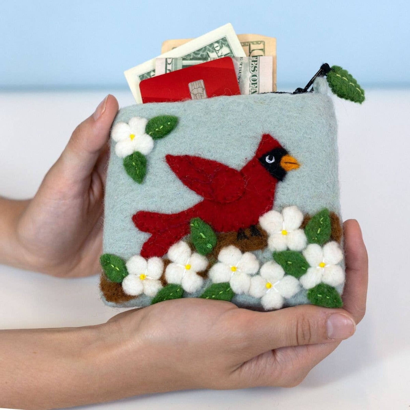 DZI dZi Handmade Cardinals Coin Purse