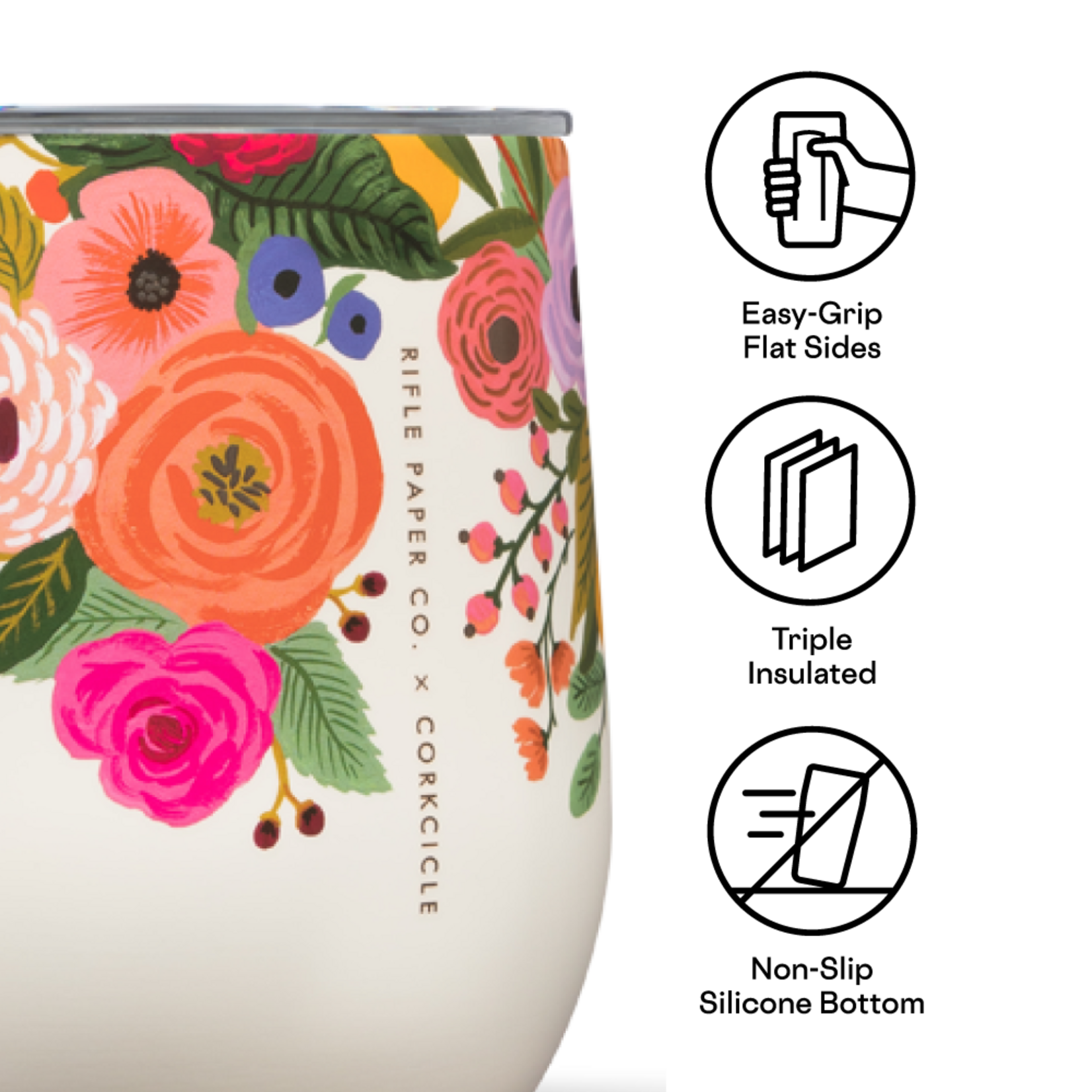 Corkcicle Corkcicle Stemless Garden Party Cream