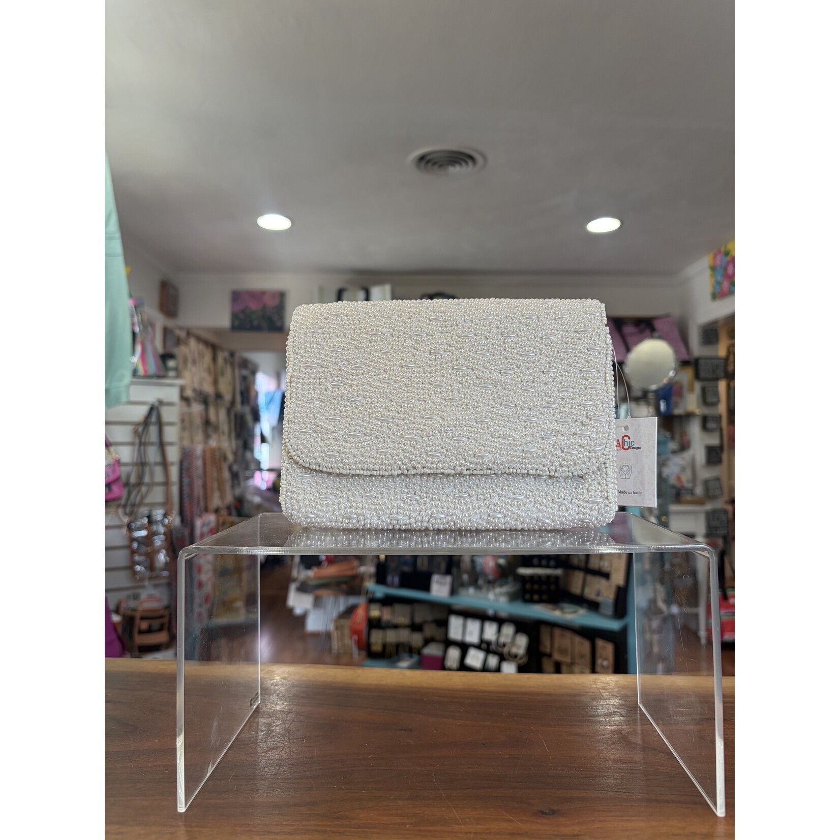 LA Chic Designs LA Chic Designs-Cream Beaded Bag