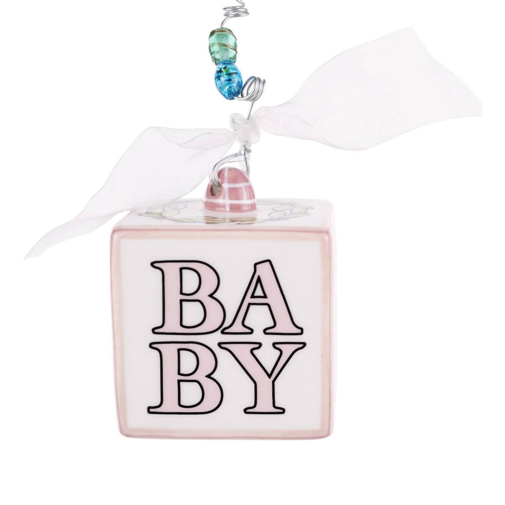 Glory Haus Glory Haus-Pink Baby's 1st Christmas Block Ornament