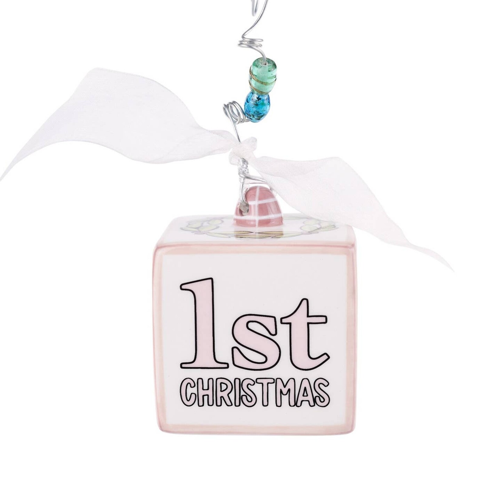 Glory Haus Glory Haus-Pink Baby's 1st Christmas Block Ornament