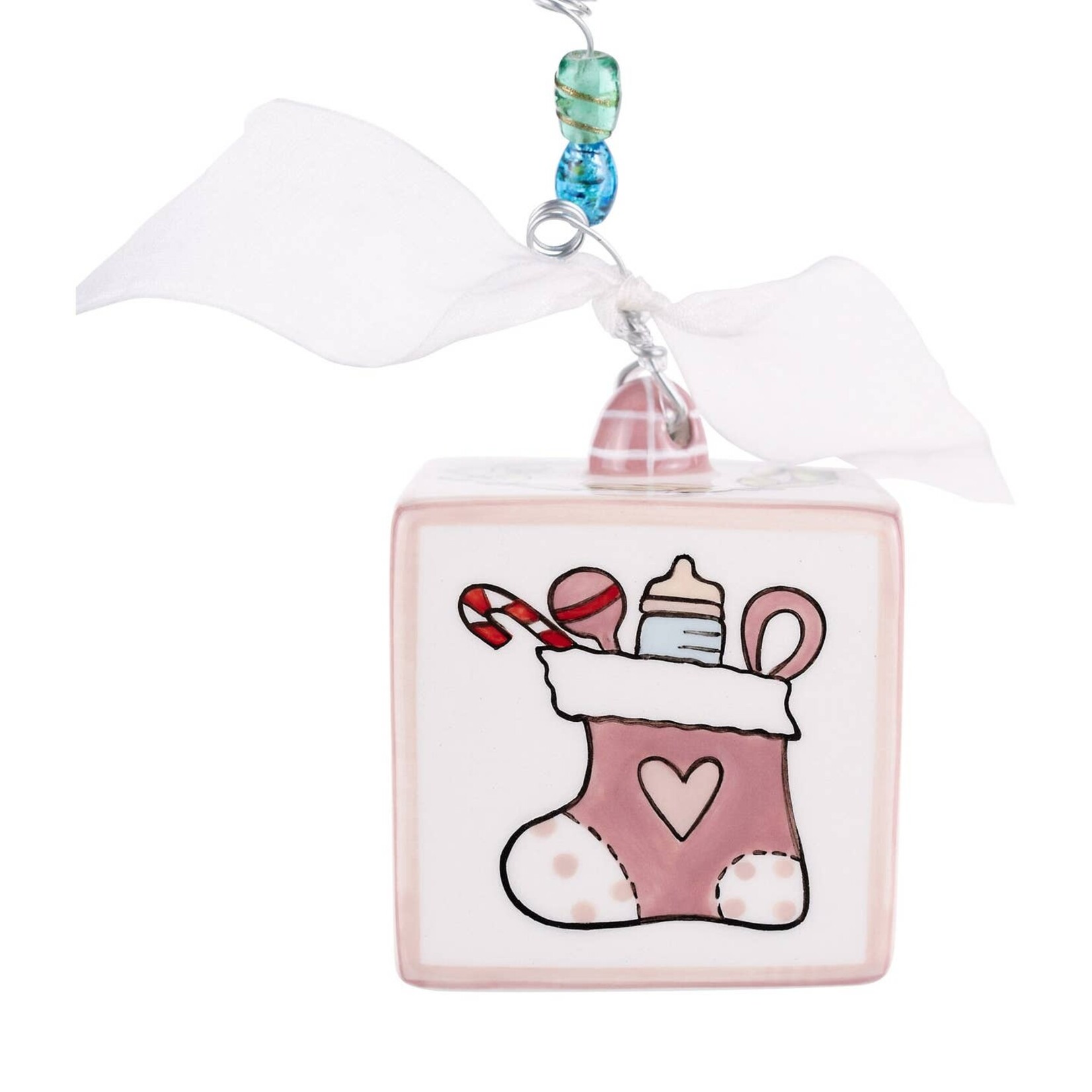 Glory Haus Glory Haus-Pink Baby's 1st Christmas Block Ornament