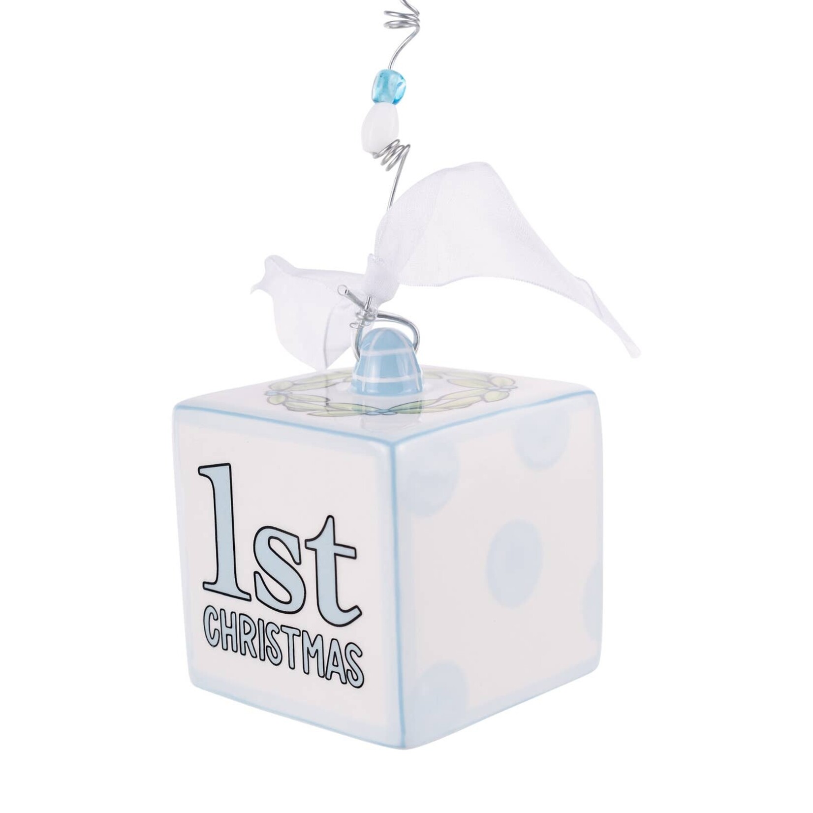 Glory Haus Glory Haus-Blue Baby's 1st Christmas Block Ornament