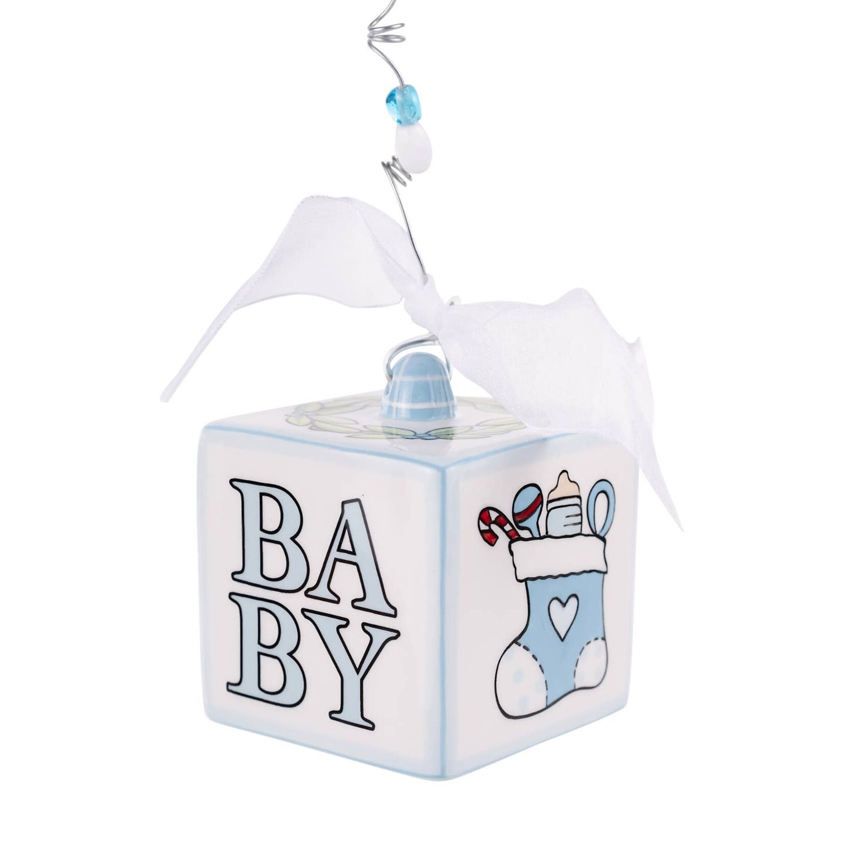Glory Haus Glory Haus-Blue Baby's 1st Christmas Block Ornament