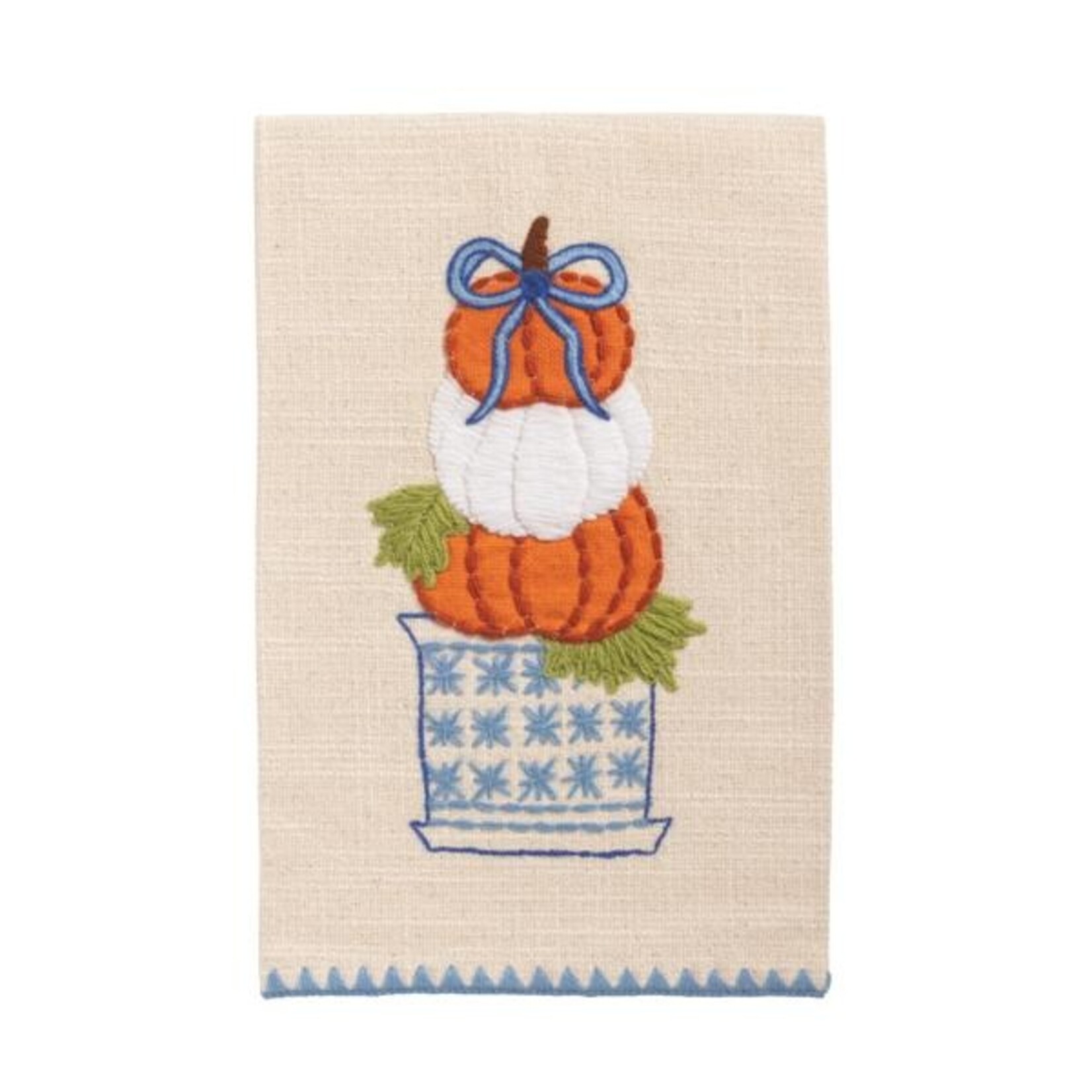 Mudpie Mudpie-Stacked Pumpkin Applique Topiary Towel