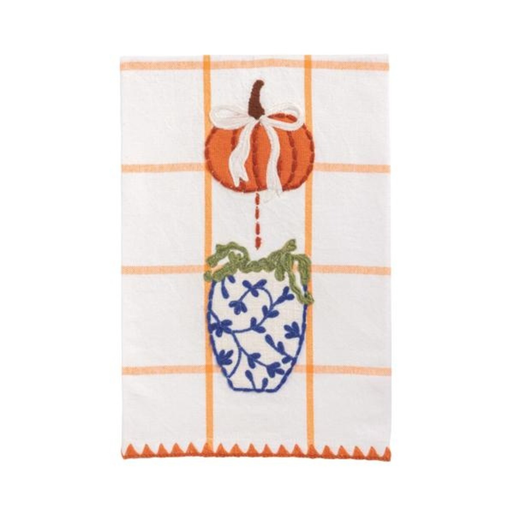 Mudpie Mudpie-Orange Pumpkin Applique Topiary Towel