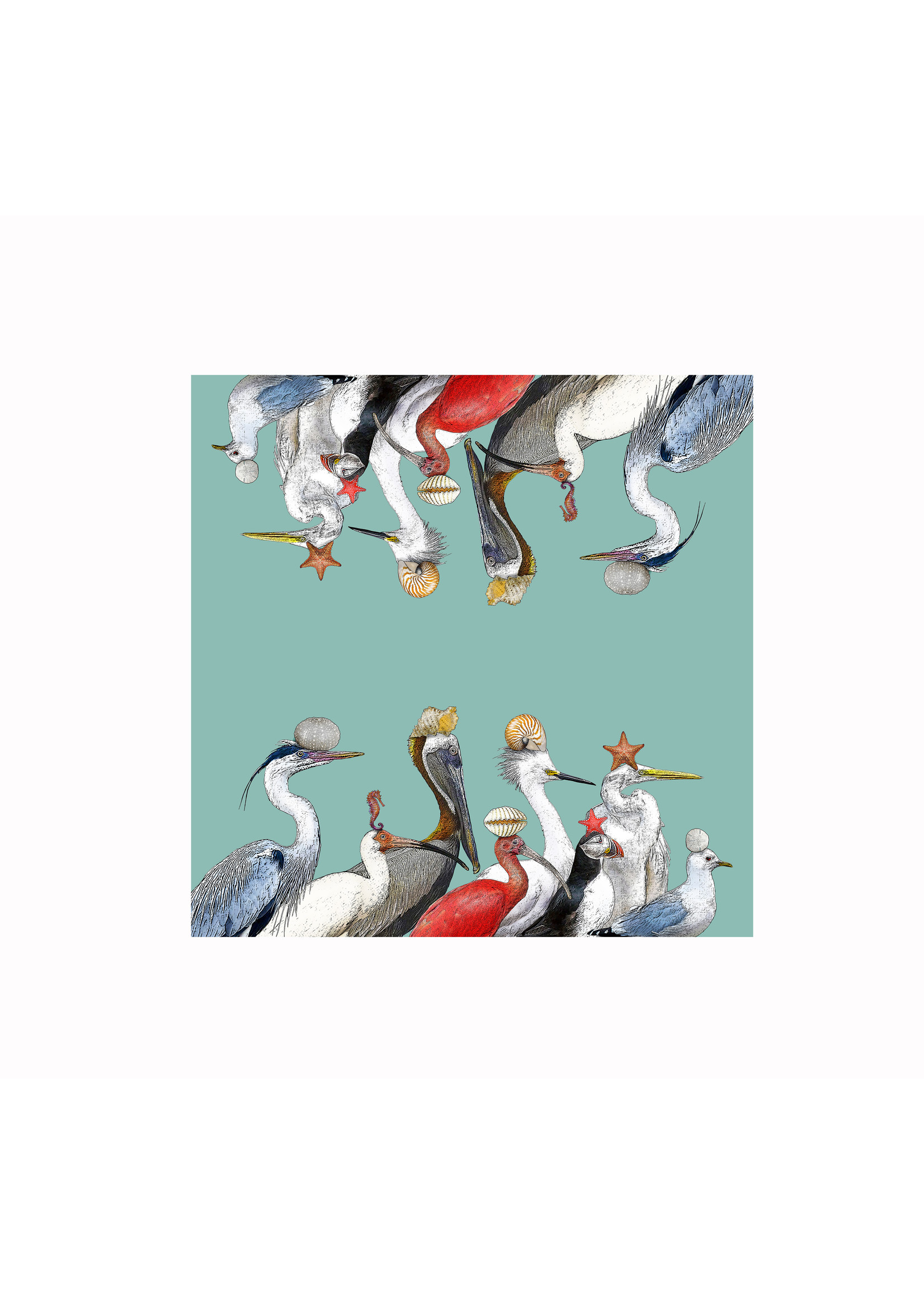 Alphie and Ollie sea birds kitchen towel/table cover-30 x 30 inches