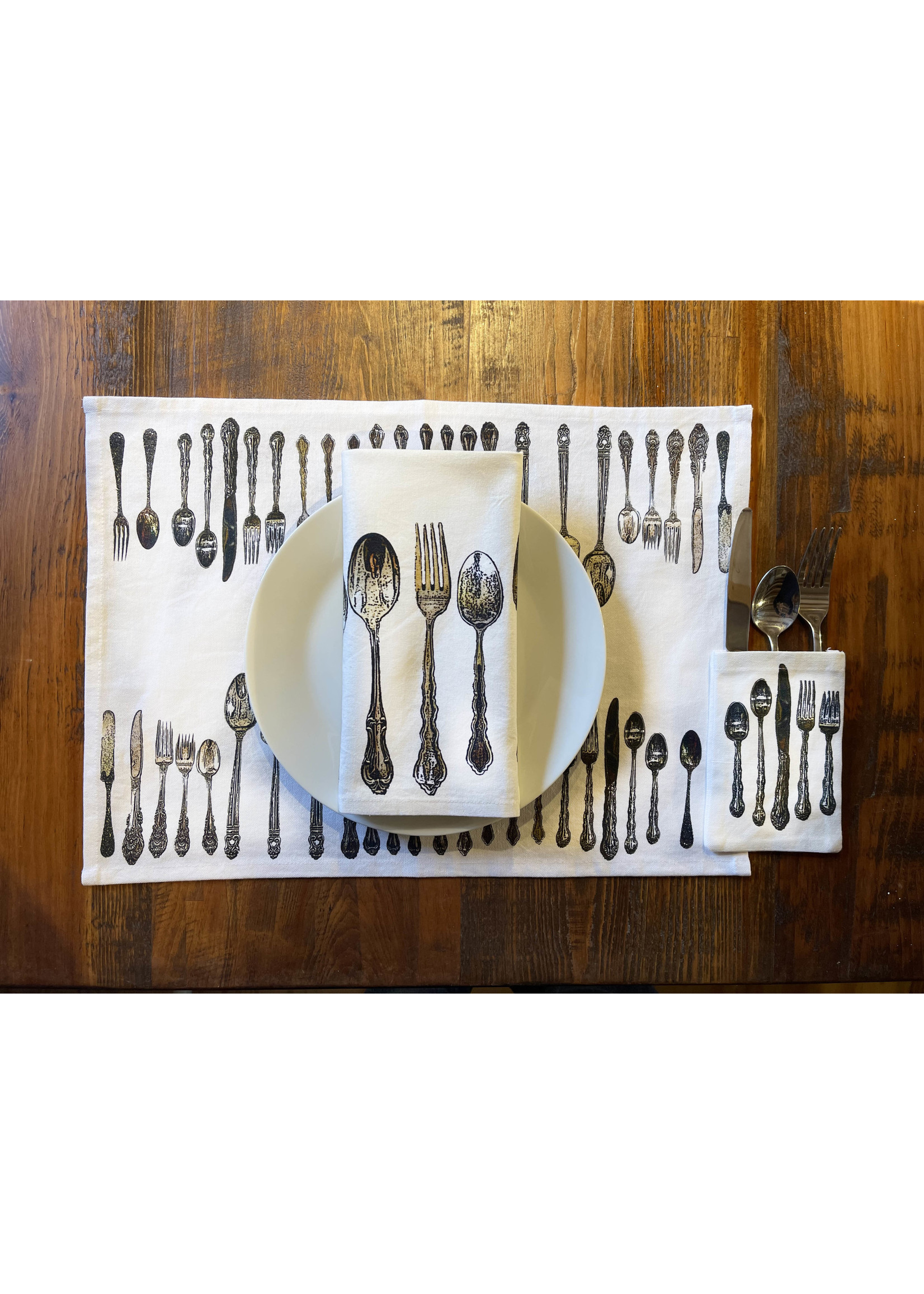 Alphie and Ollie utensils placemat/napkin 14 x 20 inches