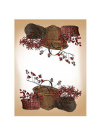 Alphie and Ollie baskets and rose hips kitchen towel 18 x 24 inches flour sack material