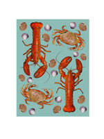 Alphie and Ollie lobster and crab kitchen towel 18 x 24 inches flour sack material