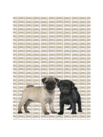 Alphie and Ollie pug puppy kitchen towel 18 x 24 inches flour sack material