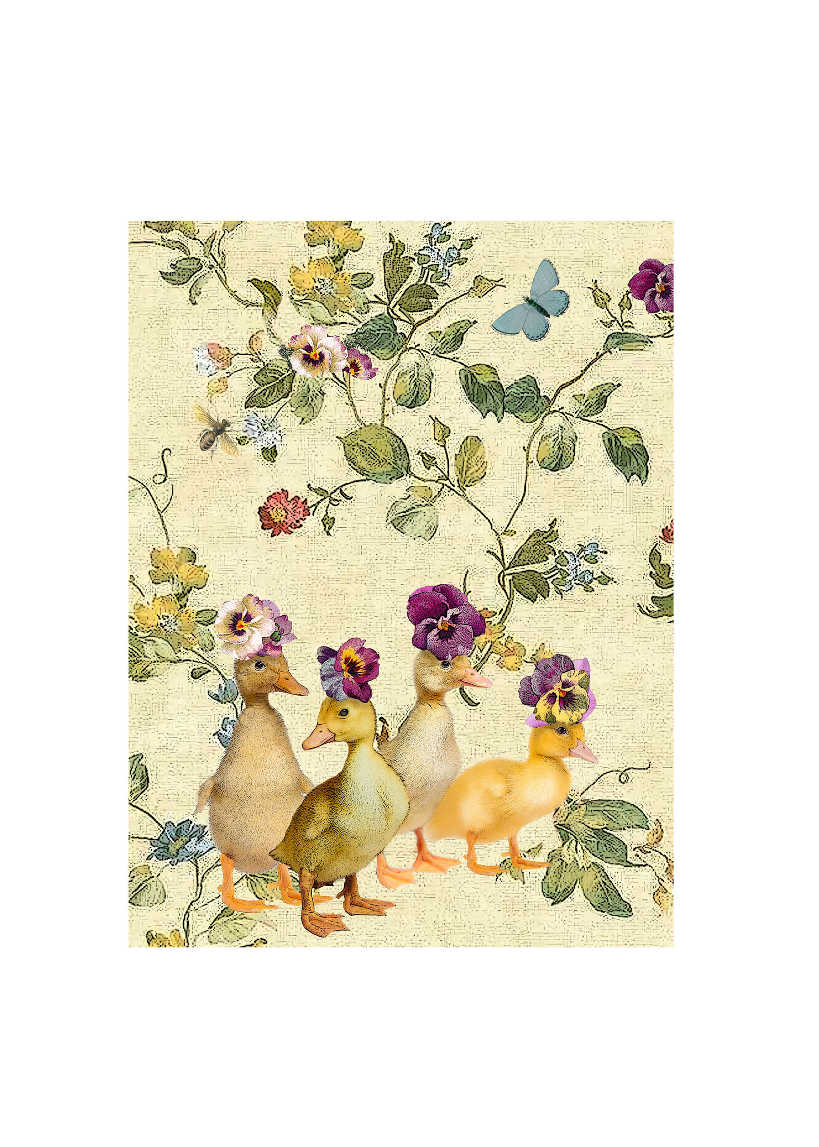 Alphie and Ollie ducklings kitchen towel 18 x 24 inches flour sack material