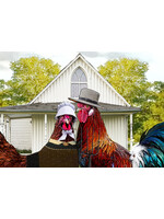 Alphie and Ollie rooster and hen american gothic vinyl placemat 12 x 17 inches
