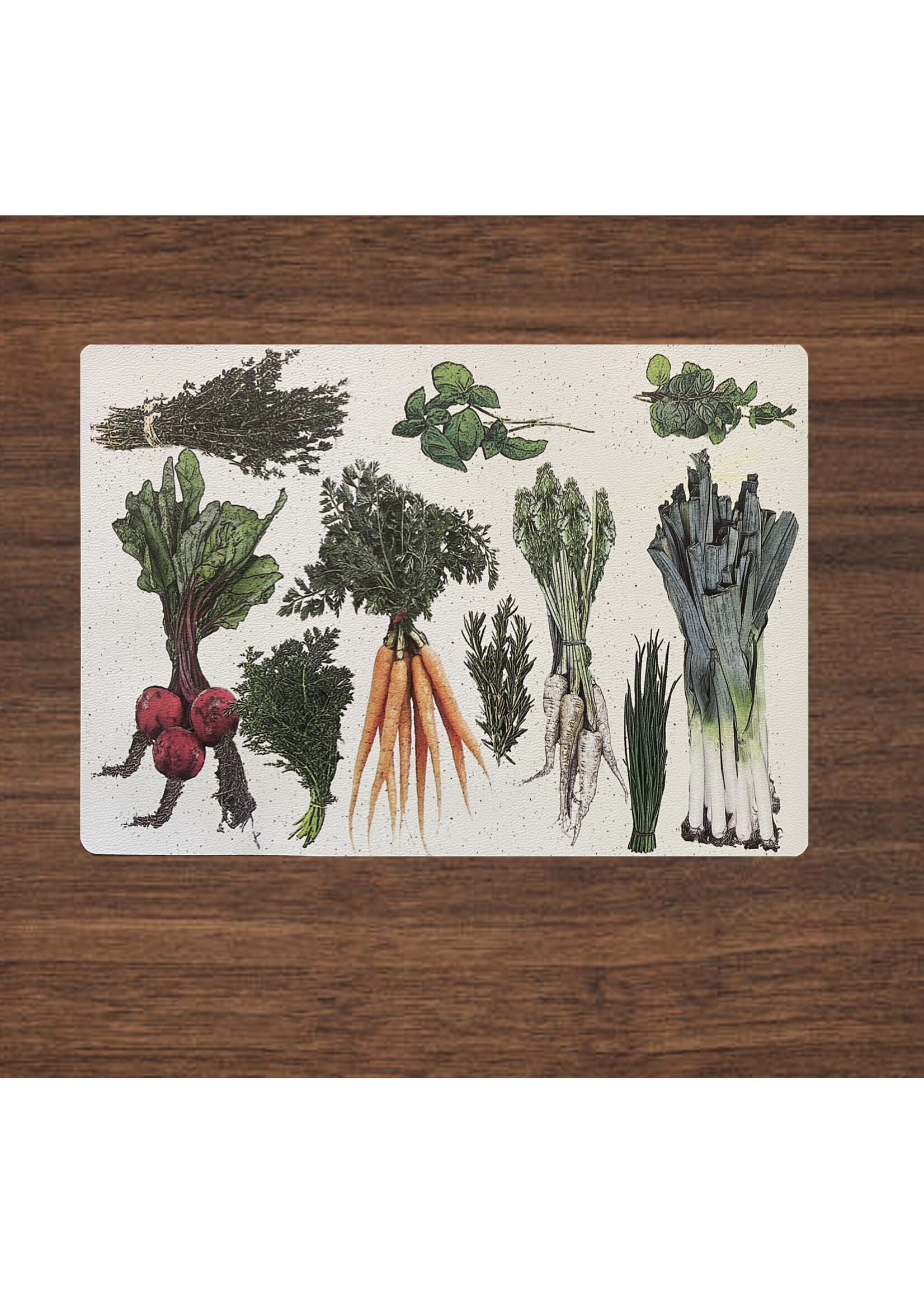 Alphie and Ollie vegetables and herbs vinyl placemat 12 x 17 inches