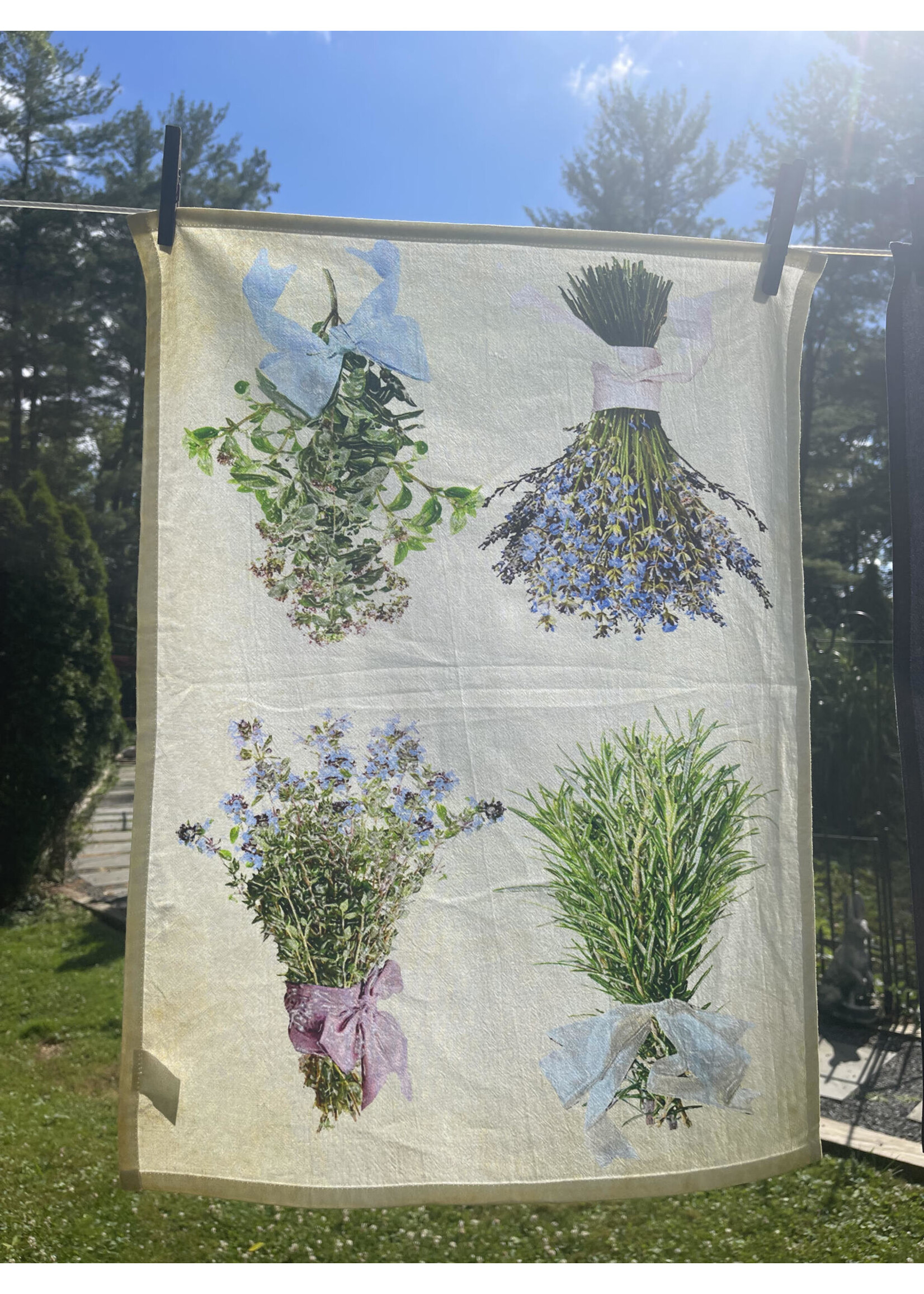 Alphie and Ollie herbs cotton floursack kitchen towel 18 x 24 inches