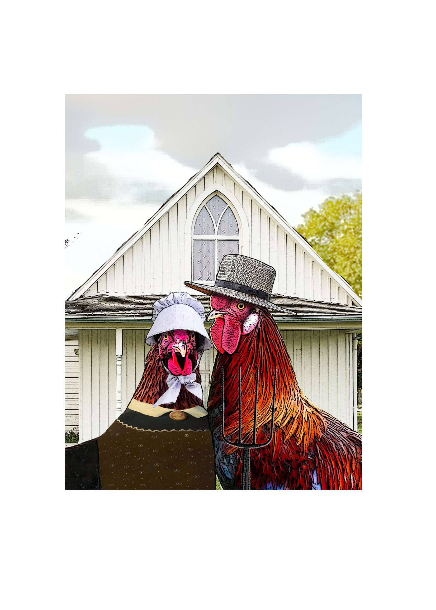 Alphie and Ollie hen and rooster cotton floursack kitchen towel 18 x 24 inches