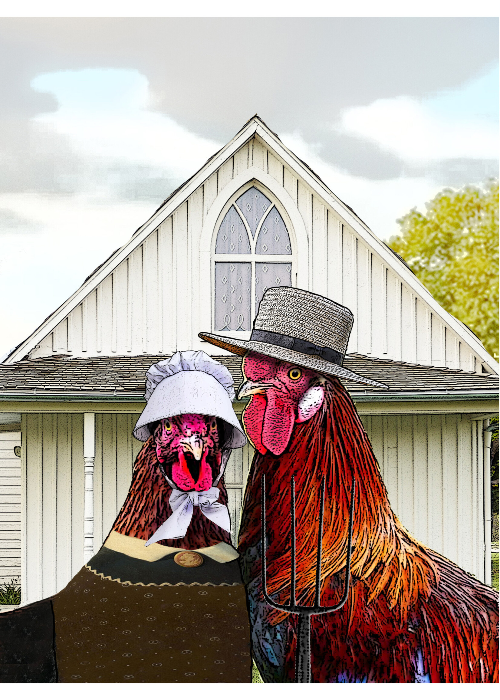 Alphie and Ollie hen and rooster cotton floursack kitchen towel 18 x 24 inches
