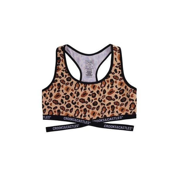 Crooks & Castles Cheetah AOP Criss Cross Bra