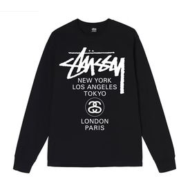 Stussy Stussy World Tour L/S T-Shirt Black MEDIUM