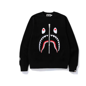 BAPE BAPE Felt Shark Crewneck - Black