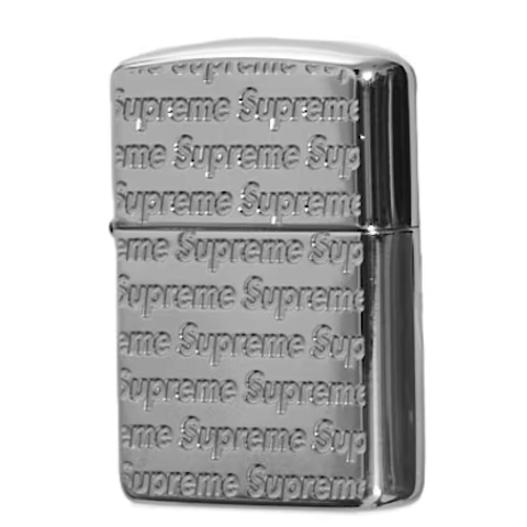 Supreme Repeat Engraved Zippo Silver