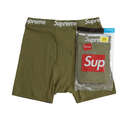 Supreme Hanes Boxer Briefs (2 Pack) Olive MEDIUM