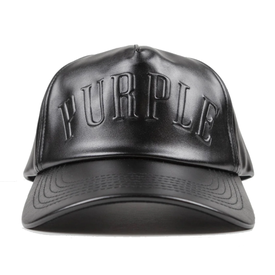 PURPLE PURPLE Brand 5 Panel Leather Cap 'Black'