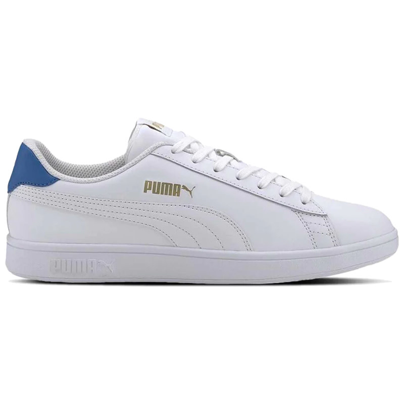 Puma Smash V2 L- White/Royal Blue/Gold - Sports Gallery