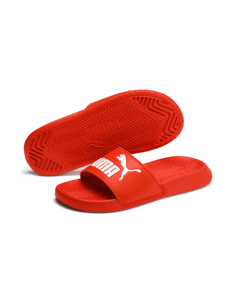 Puma Slides Jr. PopCat Slide- Cherry Red/White