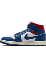 Jordan Wmns Air Jordan 1 Mid- White/French Blue-Gym Red-Sail